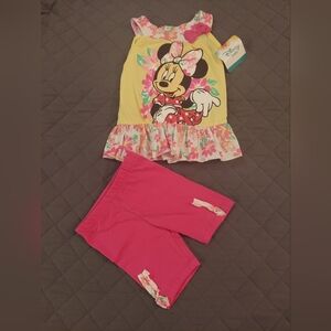 Disney Minnie Mouse Yellow Top and Pink Shorts Set